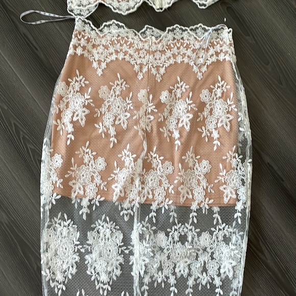 NWT Missguided Mesh and Lace Scalloped Edge Skirt Set - Picture 13 of 14